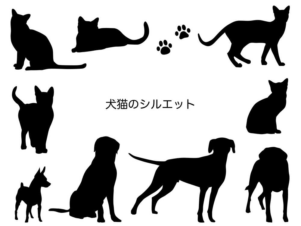 犬猫のシルエットイラスト